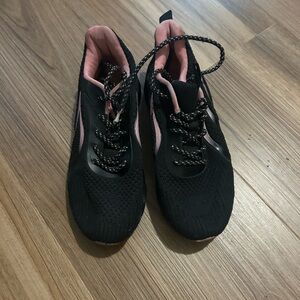 Kids Black and Pink Athletic sneakers size 3.5us